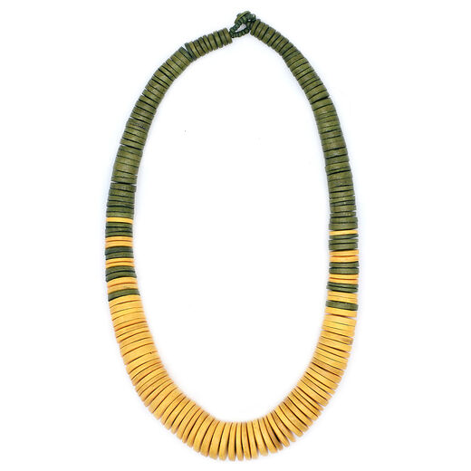 Olive and mustard graduated necklace